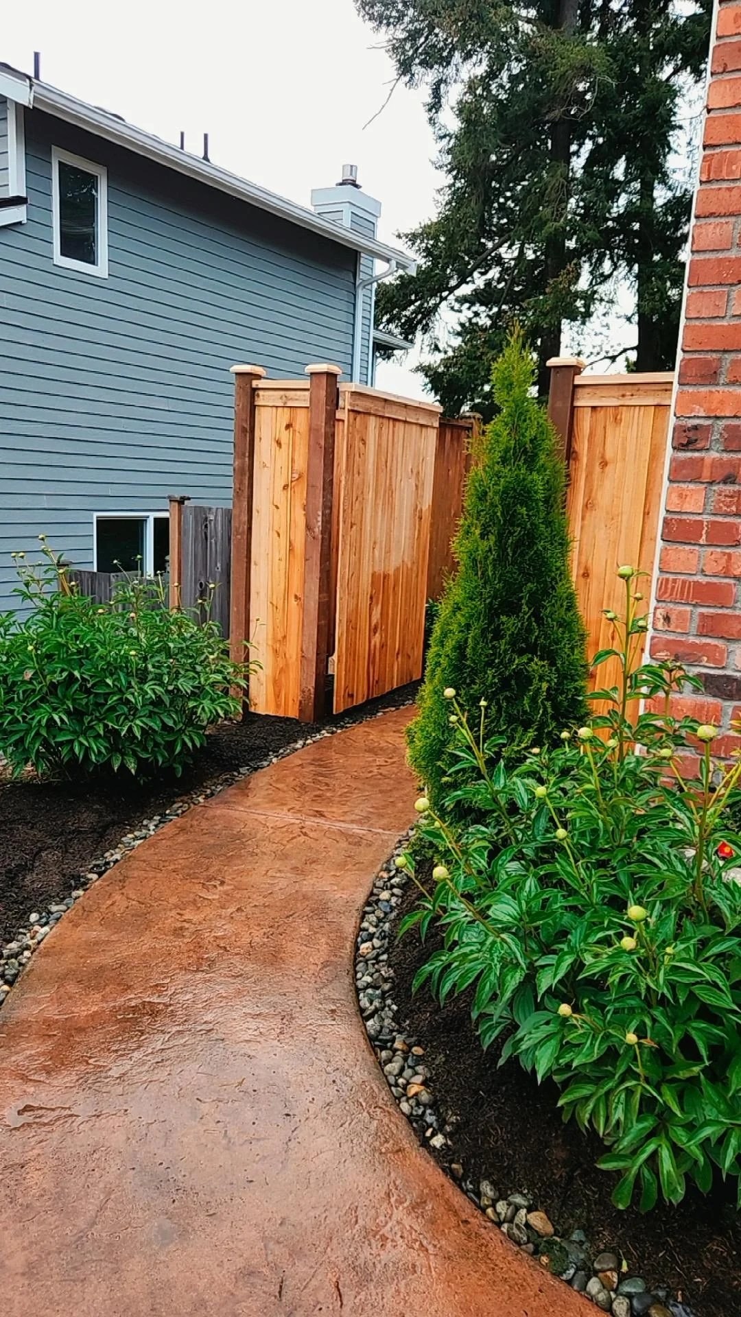 Cedar wood fence installed by NW Fencing Construction